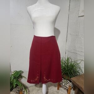 Ann Taylor Loft Women's Embroidered Red Mini Skirt size‎ 12P